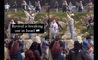 As pessoas adoram perto do Jardim do Getsêmani. (Captura de tela/Instagram/jennyweaverworships).