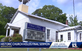 A Igreja Presbiteriana Five Mile fechou suas portas no domingo (7). (Foto: Reprodução/NBC News WVTM).