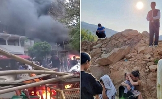 Depois de ataque a igrejas, cristãos adoram a Deus sobre escombros. (Foto montagem: Captura de tela/Vídeo Aljazeera e Reprodução/Global Christian Relief)