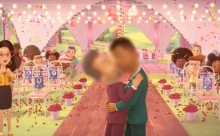 Cena do casamento gay na animação Ada, Batista, da Netflix. (Imagem: Divulgação/Netflix)