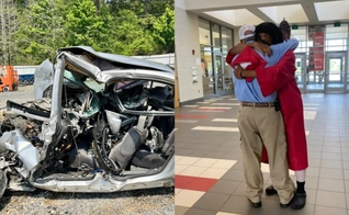 O carro de Harvey Shelton foi esmagado por um caminhão. (Foto: Facebook/Mauzie Shelton/Reprodução/ABC 7).