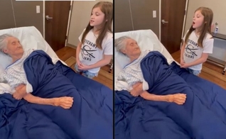Menina canta para sua avó acamada. (Foto: Instagram/Hannah Crews)