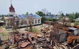 Igreja destruída em Manipur. (Foto: Imagem ilustrativa/Reprodução/Open Doors).