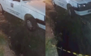  O carro ficou preso na cratera no momento do acidente. (Foto: Reprodução/G1)