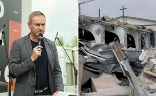 O Pr. Vyacheslav Goncharenko; Igreja Nova Vida em Minsk destruída por escavadeira. (Foto: Reprodução/Christian Network Europe)