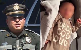 O policial Perez e o bebê Miguel Jr. (Foto: Reprodução/KOAT Action News)