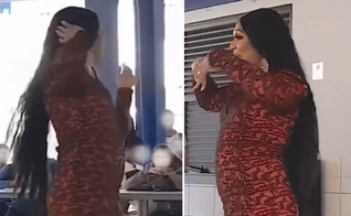 Drag queen faz apresentação para estudantes. (Captura de tela/Instagram/amaliabarros)