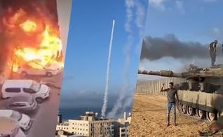 Israel sofre ataque surpresa que resulta em mais de 40 mortes e centenas de feridos. (Captura de tela/YouTube/Telegraph/Guardian)
