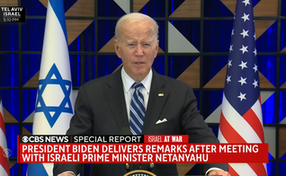 Joe Biden durante seu discurso em Tel Aviv. (Captura de tela/YouTube/CBS News)
