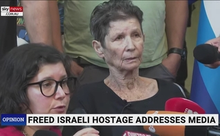 Yocheved Lifshitz, refém liberta pelo grupo terrorista Hamas. (Captura de tela/YouTube/Sky News Australia)