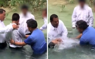 Batismo de cristãos perseguidos no México. (Foto: Reprodução/Facebook/Portas Abertas Espanha)
