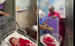 A pequena Íris deixa hospital após 4 meses. (Captura de tela/g1)