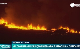 Cenas após a erupção do vulcão na Islândia. (Captura de tela: Record News)