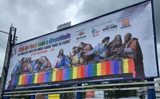 O outdoor instalado em Blumenau. (Foto: Divulgação/ONG Mães do Amor)