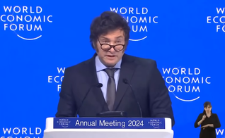 Javier Milei no Fórum Econômico Mundial, em Davos. (Captura de tela/YouTube/La Nacion)