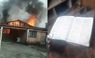 Apenas a Bíblia sobreviveu às chamas. (Foto: Reprodução/ND Mais).