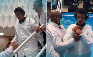 Eduardo foi batizado em um ambiente acessível. (Foto: Reprodução/Instagram/AD Perus Oficial).