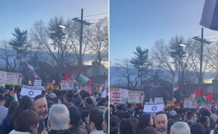 Grupo pró-Palestina em protesto. (Foto: Reprodução/X/Jason Greenblatt)