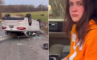 O carro ficou destruído, mas Kenzie sobreviveu. (Foto: Reprodução/Instagram/Business Brazil USA)