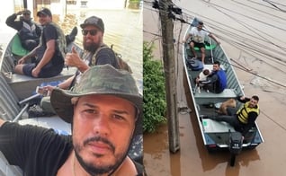 O barco de uma equipe de voluntários salvou muitas pessoas. (Foto: Instagram/Tatiele Oliveira).