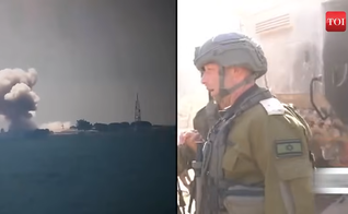 Base militar de Israel em chamas após ser atingida por drone do Hezbollah. (Captura de tela/YouTube/ The Times of India)