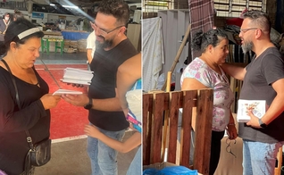 O pastor Anderson distribuiu Bíblias em abrigos no RS. (Foto: Divulgação).