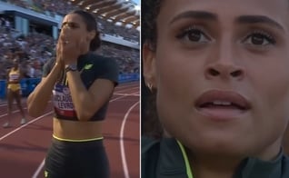 Sydney McLaughlin na competição. (Foto: Reprodução/YouTube/Team USA)