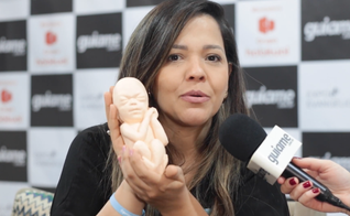 A vereadora Priscila Costa na Expoevangélica 2024. (Foto: Guiame).