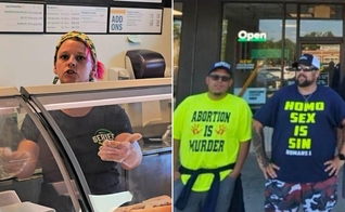 David Grisham e outros três amigos em frente ao Subway. (Foto: Facebook/David Grisham).