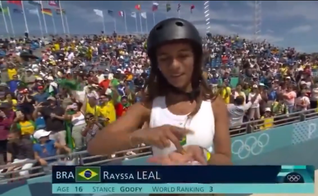 Rayssa Leal na Olimpíada de Paris. (Captura de tela/YouTube/Cazé TV)