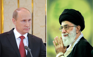 Vladimir Putin, o presidente da Rússia; Ali Khamenei, o Líder Supremo do Irã. (Fotos: Wikipedia)