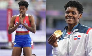 Marileidy Paulino orando e com a medalha de ouro. (Foto: Instagram/Marileidy Paulino)