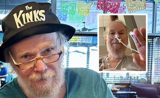 O músico Alex MacDougall; no destaque, durante o tratamento de câncer. (Foto: Facebook/Arquivo pessoal