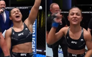 Natália Silva após a vitória. (Foto: Reprodução/YouTube/UFC Brasil)