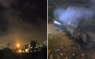 Vídeo mostra fragmentos de mísseis na Cisjordânia após ataque do Irã contra Israel. (Captura de tela/YouTube/AP)