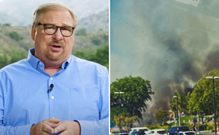 Pr. Rick Warren; imagem do incêndio em área externa da Igreja Saddleback. (Foto: Instagram/pastorrickwarren)