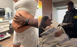 Juwan com a esposa e a filha recém-nascida no hospital. (Foto: Reprodução/Instagram/Chanen Johnson)