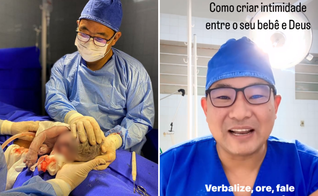 O Dr. Alexandre Taniguti ora por bebê após o nascimento. (Foto: Instagram/Alexandre Taniguti)