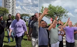 No dia 1° de janeiro, junto com outras pessoas, Rodrigo rodeou a prefeitura sete vezes. (Foto: Reprodução/Instagram/Rodrigo Manga).
