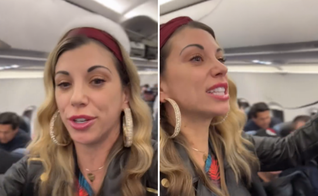 Whitney Lynn prega em avião para Los Angeles. (Captura de tela/Instagram/ Whitney Lynn)