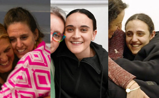 Primeiras reféns libertadas após cessar-fogo (da esq. para a dir.) Doron Steinbrecher, Emily Damari e Romi Gonen. (Foto: IDF) 