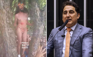 Artista em performance do Bloco da Laje; deputado federal Gilvan Máximo. (Instagram/portoalegre24horas/gilvanmaximooficial)