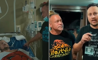 O evangelista Todd White e o homem. (Foto: Reprodução/Instagram/Lifestyle Christianity Brasil)