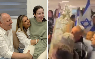 Agam Berger recebida pela família; celebração com a Torá. (Captura de tela/Instagram/stateofisrael)
