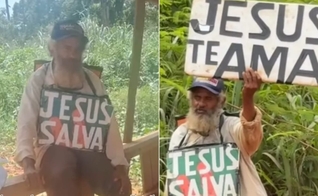 O evangelista Edilson percorre estradas a pé para pregar. (Foto: Reprodução/Instagram/The Send).