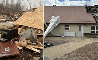 Propriedades destruídas após o tornado. (Foto: Reprodução/AG News)