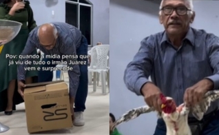 Juarez Soares levando sua oferta ao altar durante culto em Belém (PA). (Foto: Reprodução/Instagram/Mídia AD Jarbas Passarinho).