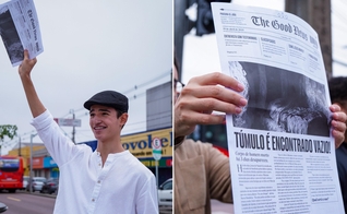  Membros da Comunidade Alcance evangelizaram de forma criativa. (Foto: Divulgação/Comunidade Alcance).