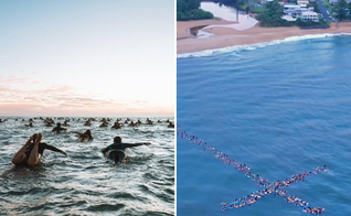 Surfistas cristãos formam cruz humana no mar da Austrália: ‘Ele ressuscitou!’