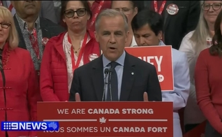 Mark Carney vence eleições no Canadá. (Captura de tela/YouTube/9 News Australia)